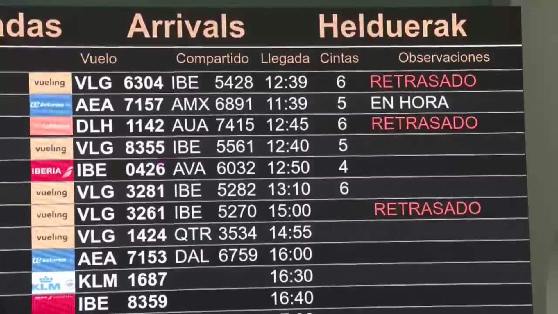 Cancelados Dos Vuelos En El Aeropuerto De Bilbao Por Las Fuertes Rachas