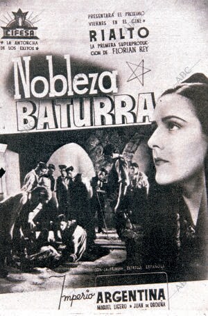 Cartel de la película "Nobleza Baturra" para el cine Rialto