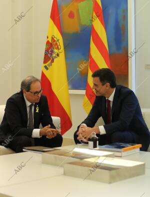 Reunión en el palacio de La Moncloa entre el presidente del Gobierno Pedro...