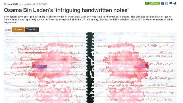 La BBC difunde posibles manuscritos de Bin Laden