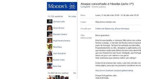 Internautas portugueses coordinan un ataque contra la web de Moody's