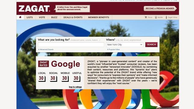 Google compra Zagat
