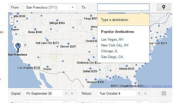 Google presenta su servicio de búsqueda de vuelos Flight Search