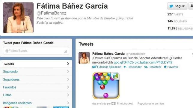 Fátima Báñez tacha de «travesura infantil» lo sucedido en Twitter con el Bubble Shooter