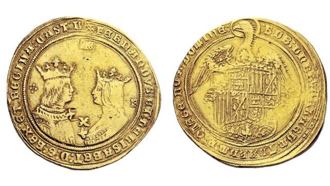 Subastan una moneda de la época de los Reyes Católicos por 450.000 euros
