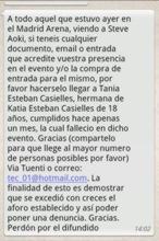 La hermana de una de las fallecidas en Madrid Arena hace un llamamiento para recuperar entradas