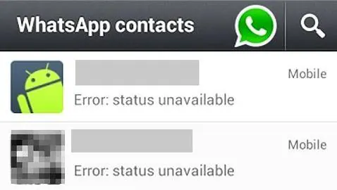 El «Error: status unavailable» vuelve a WhatsApp