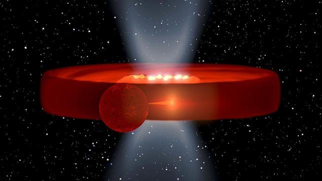 Descubren un extraño agujero negro «de canto»