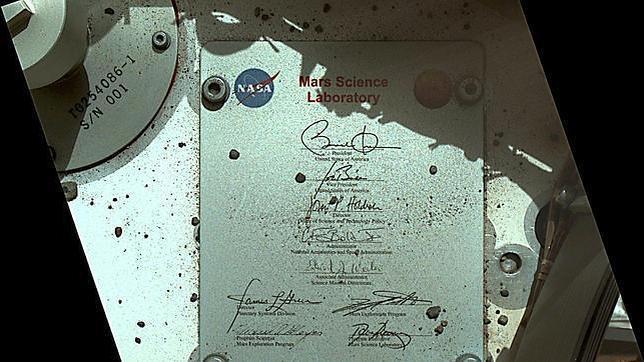 La placa con la firma de Barack Obama