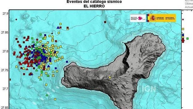 Once seísmos durante la noche en las proximidades de El Hierro