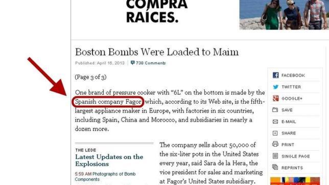 La empresa española Fagor, ¿en el corazón de la investigación del atentado de Boston?
