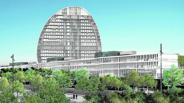 Esta torre elíptica consta de 93 metros de altur y 19 plantas