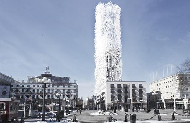 Un edificio con «pelos» que captura energía eólica