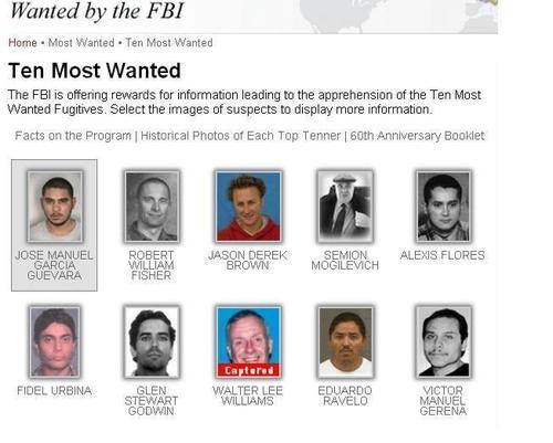«Los diez más buscados» por el FBI ya son 500