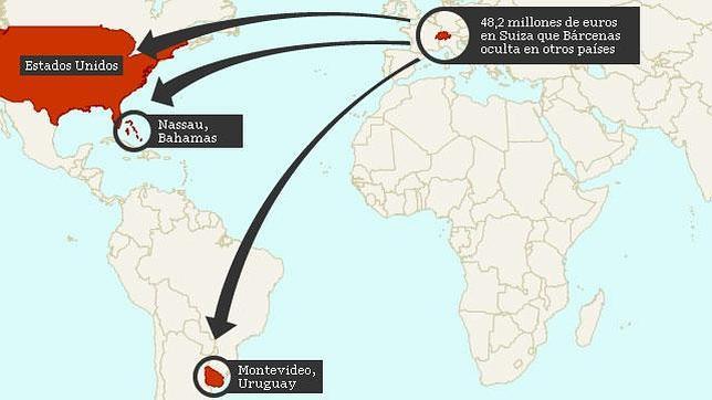 El mapamundi de la fortuna que amasó Bárcenas: millones que no dejan de crecer