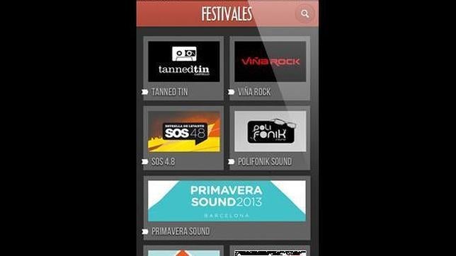 Menú de la aplicación