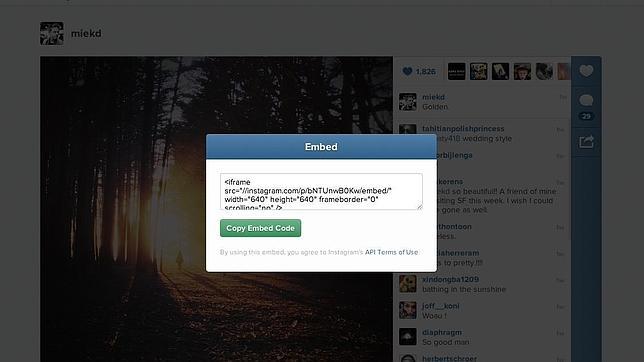 Instagram permite incrustar vídeos y fotos