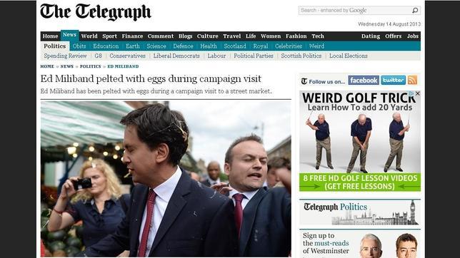 El líder laborista británico Ed Miliband recibe un «huevazo»