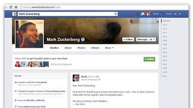 «Querido Mark Zuckerberg, siento violar la privacidad de Facebook y publicarla en tu muro»