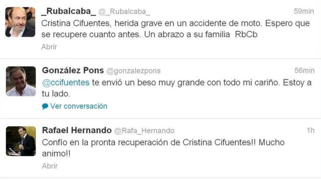 Varios dirigentes de PP y PSOE mandan su apoyo a Cristina Cifuentes