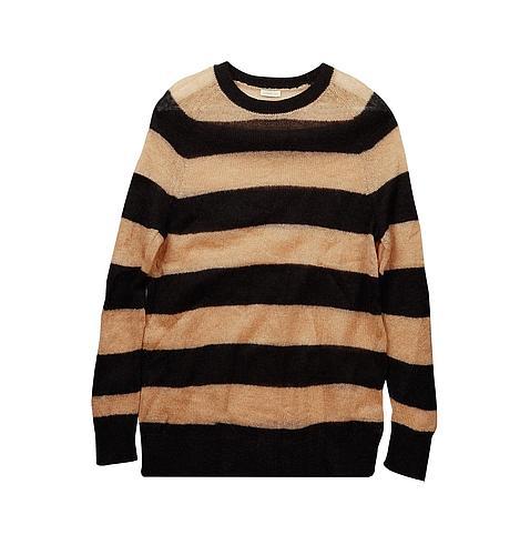 Jersey de punto fino con rayas negras y beige de la firma Oysho