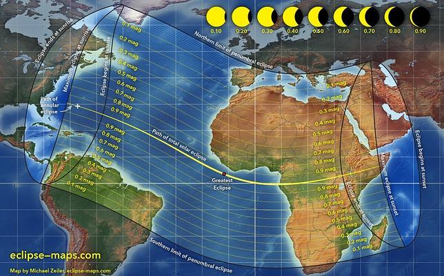 Cinco claves para ver el eclipse de Sol híbrido del domingo