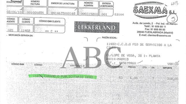 CC.OO. cargó 53 kilos de caramelos a una subvención en Madrid