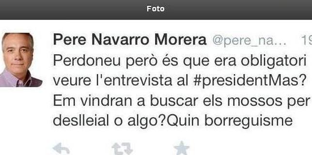 Dimite el autor del tuit publicado en nombre de Navarro durante la entrevista a Artur Mas
