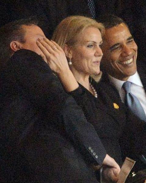 El autorretrato de Thorning Schmidt, James CAmeron y Barak Obama