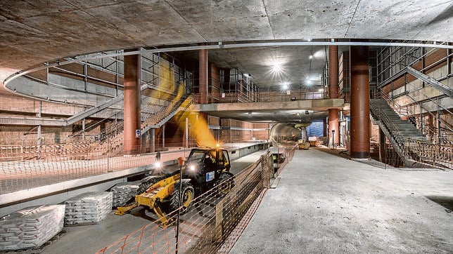 Interior de las obras de ampliación de la línea 9