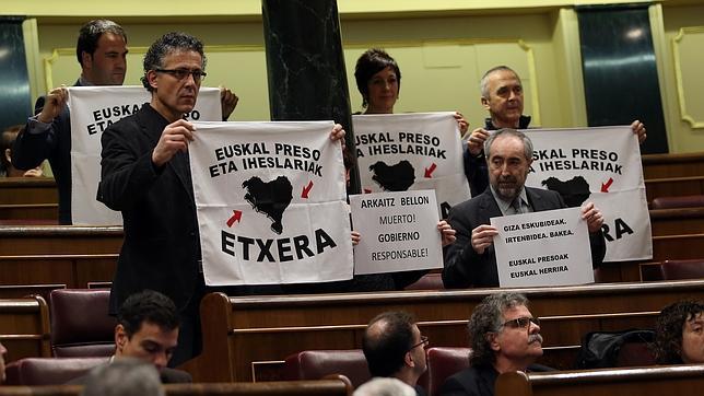 Amaiur lleva las pancartas de ETA al Congreso