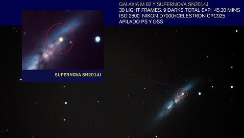 Una explosión estelar en otra galaxia, visible con unos simples prismáticos