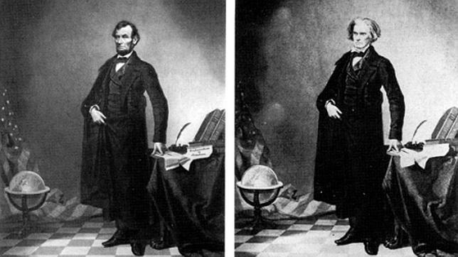 Para el retrato de Lincoln (izda) se tomó prestado el cuerpo de John Calhoun