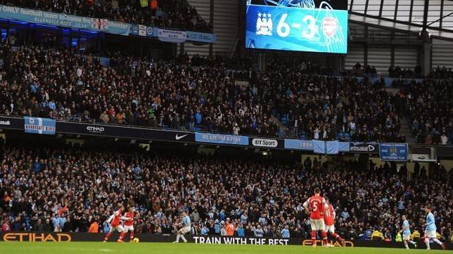 Marcador del Manchester City-Arsenal, en diciembre de 2013 (6-3)