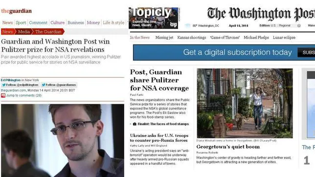 «The Guardian» y «The Washington Post» ganan el Premio Pulitzer por las investigaciones de la NSA
