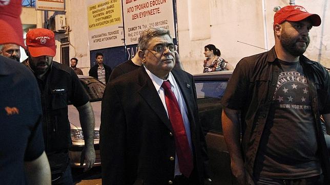 El líder de Amanacer Dorado, Níkos Mijaloliákos, en Atenas en 2012