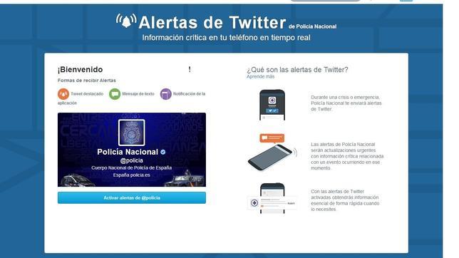 La Policía Nacional, la primera en incorporar «Twitter Alerts» en España