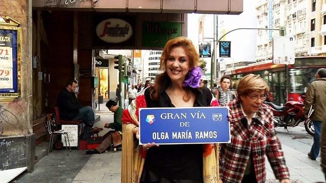 Olga Maria Ramos, en plena Gran Vía