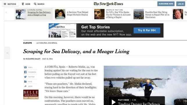 Los percebeiros gallegos y el desafío al mar, según el «New York Times»