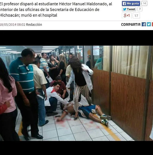Un profesor mata de tres disparos a uno de sus alumnos en México