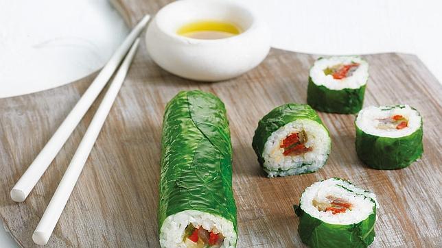 Sushi de escalivada y boquerón