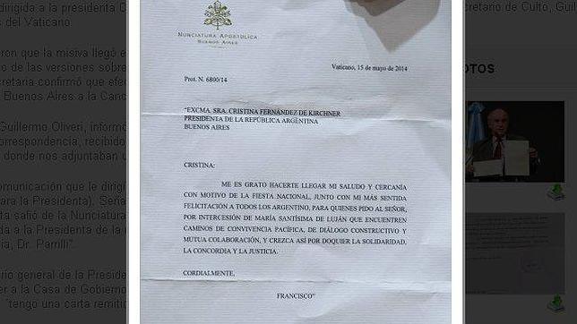 La carta del Papa de la que alardeó la presidenta Fernández de Kirchner