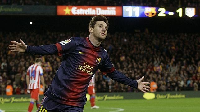 Messi celebra un gol con el Barcelona