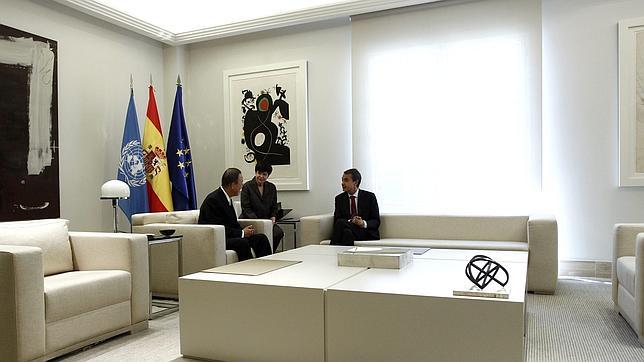 José Luis Rodríguez Zapatero recibe al Secretario General de Naciones Unidas Ban Ki-moon en Moncloa en 2011