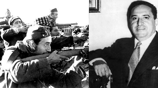 A la izquierda, milicianos republicanos; a la derecha, Agustín de Foxá