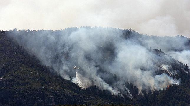 Tivissa durante el incendio que se produjo en junio de este verano