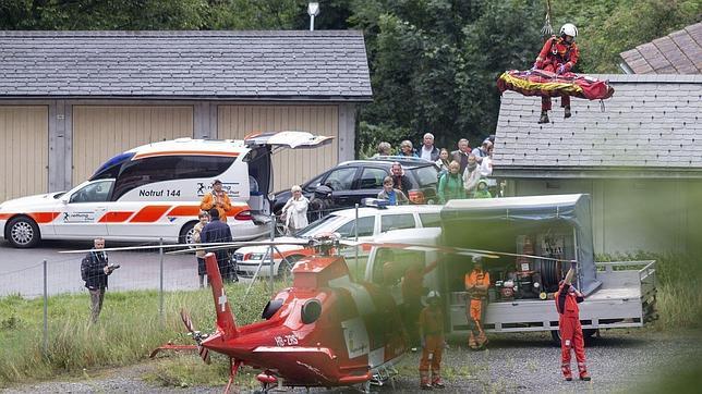 Accidente de tren en Suiza por un deslizamiento de tierras debido a la lluvia