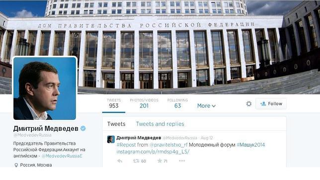 Hackean la cuenta en Twitter del primer ministro ruso y anuncian su dimisión