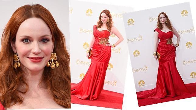 Christina Hendricks con un vestido de Marchesa poco acertado