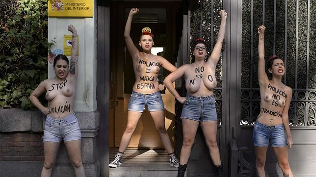 Activistas de Femen lanzan huevos contra la sede de Interior: «A violador castrado, huevos estrellados»